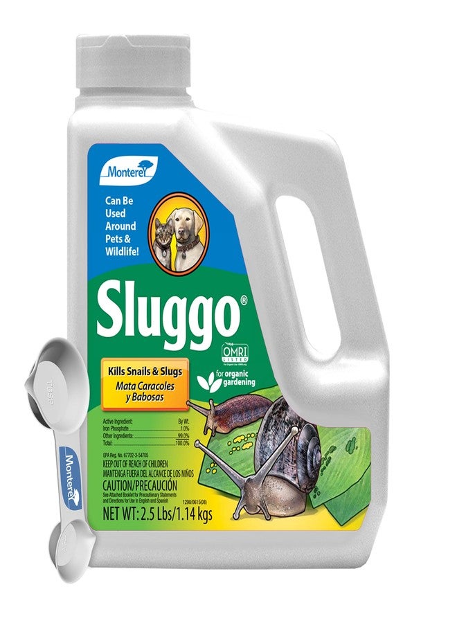 Monterey Sluggo Snail & Slug Killer Bundled with Measuring Spoon - OMRI Listed for Organic Gardening - Wildlife and Pet Friendly - 2.5 lb jug - Image 1